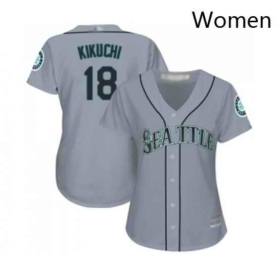 Womens Seattle Mariners 18 Yusei Kikuchi Replica Grey Road Cool Base Baseball Jersey